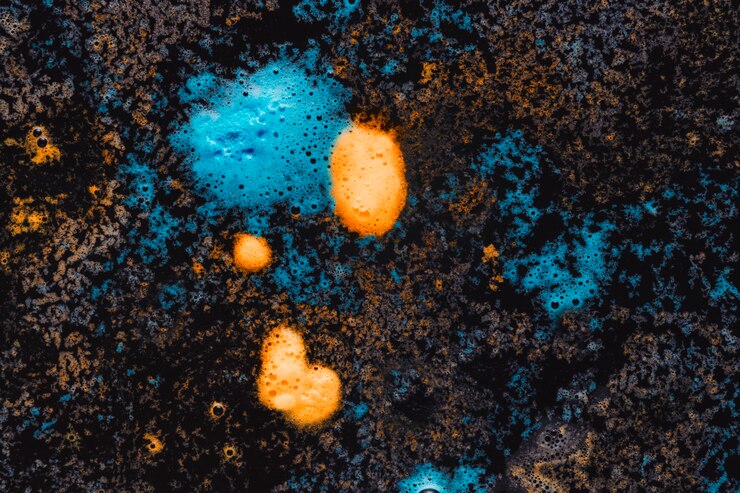 Foto grátis espuma azul e laranja de close-up