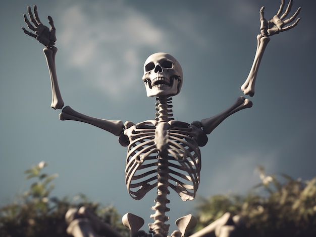 Foto grátis esqueleto sorridente ao ar livre