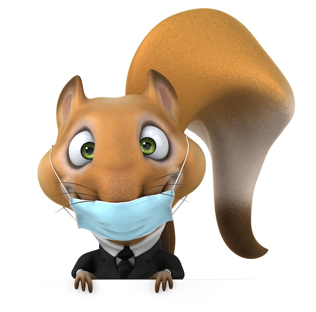 Foto grátis esquilo de desenho animado 3d divertido com uma máscara