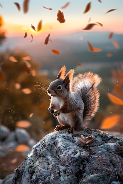 Foto grátis esquilo realista em ambiente natural