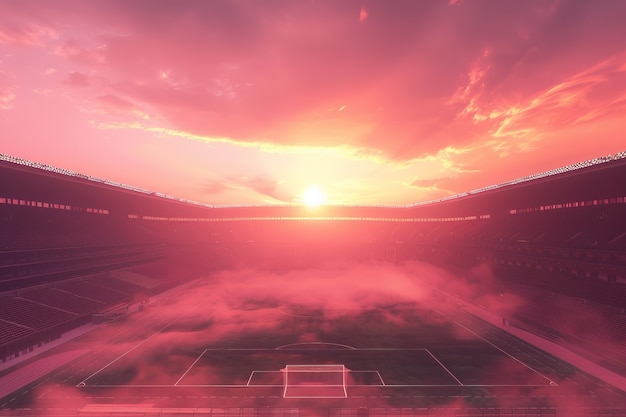 Foto grátis estádio de futebol vazio com uma vista de fantasia sonhada do céu