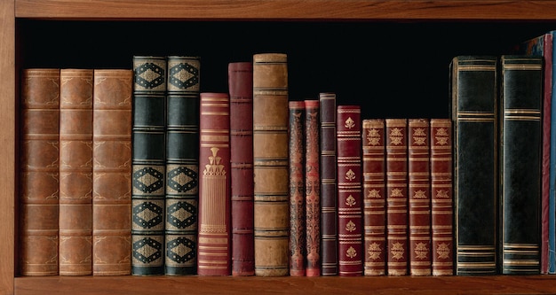 Estante de livros antiga, fundo vintage