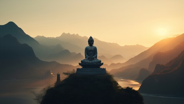 Estátua de Buda com paisagem natural