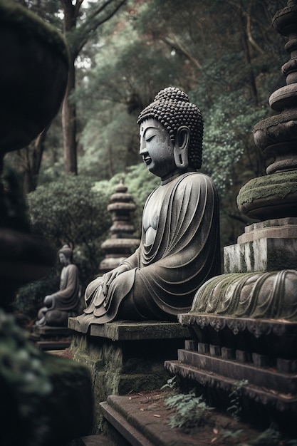 Foto grátis estátua de buda para mediação e relaxamento