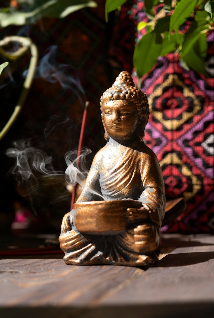 Foto grátis estatueta de buda natureza morta