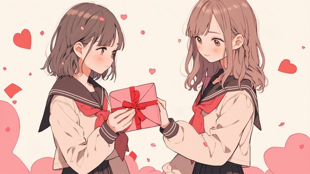 Estilo de anime celebrando o Dia dos Namorados