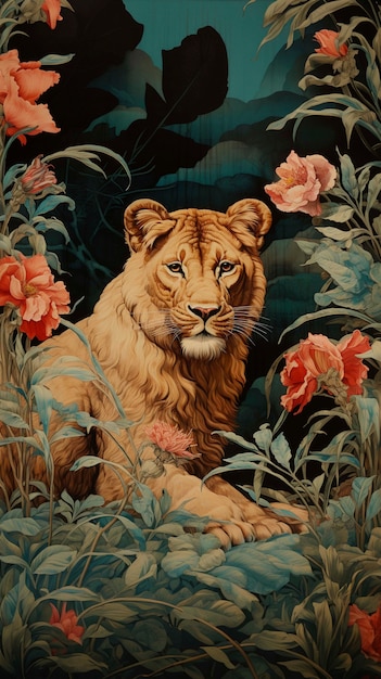 Foto grátis estilo de arte digital dos leões