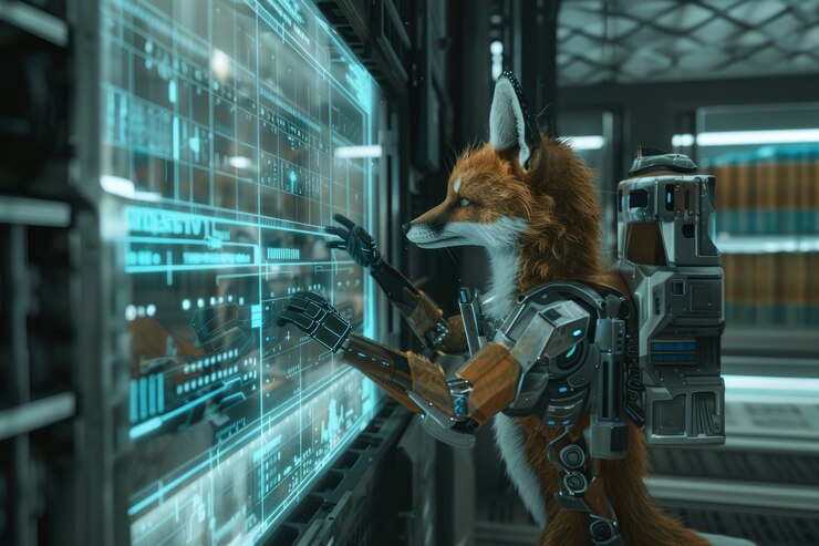 Foto grátis estilo de fantasia meio raposa meio robô
