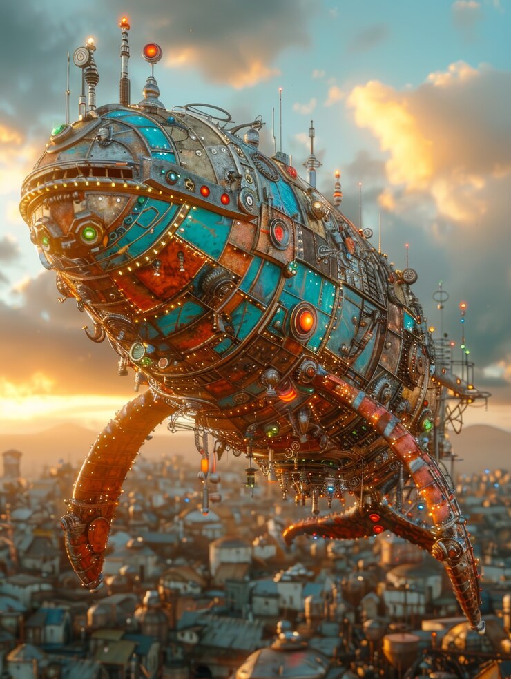 Foto grátis estilo de fantasia metade baleia metade robô