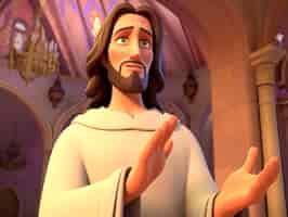Foto grátis estilo de vida de jesus cristo em desenho animado