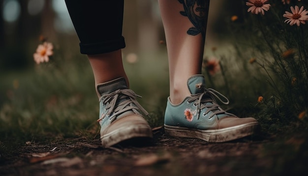 Foto grátis estilo de vida saudável caminhando ao ar livre na beleza da natureza gerada pela ia