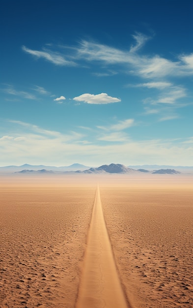 Estrada do deserto fotorrealista minimalista