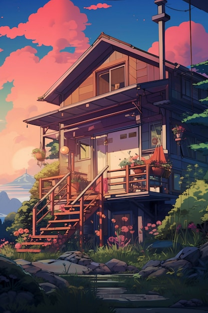 Foto grátis estrutura da casa em estilo anime