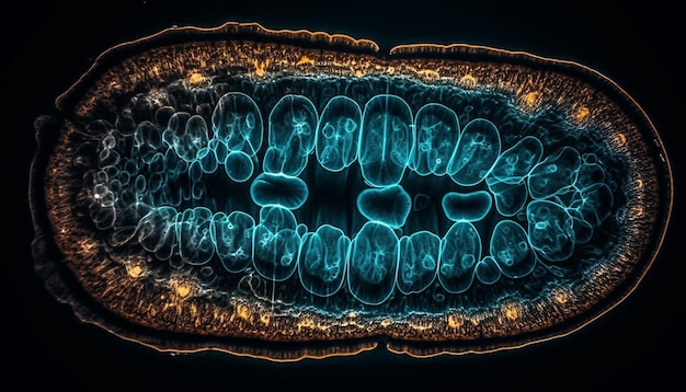 Foto grátis estrutura molecular iluminou células cancerígenas em movimento geradas por ia