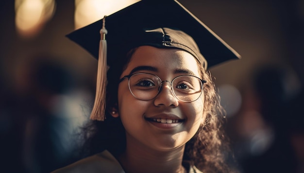 Foto grátis estudante sorridente em frente ao prédio da escola gerado por ia