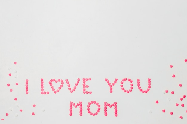 Eu te amo mãe título de símbolos de corações
