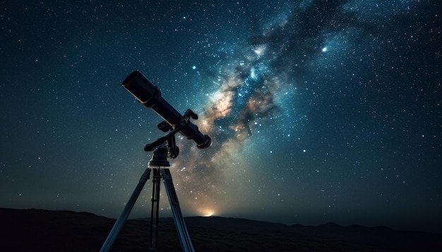 Foto grátis exploração do campo estelar da natureza com telescópio gerado por ia