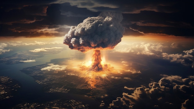 Explosão apocalíptica de bomba nuclear