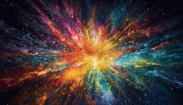 Explosão de supernova ilumina campo estelar vibrante em design abstrato futurista gerado por IA