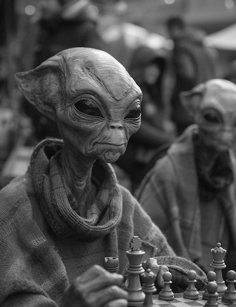 Foto grátis extraterrestre monocromático de tiro médio