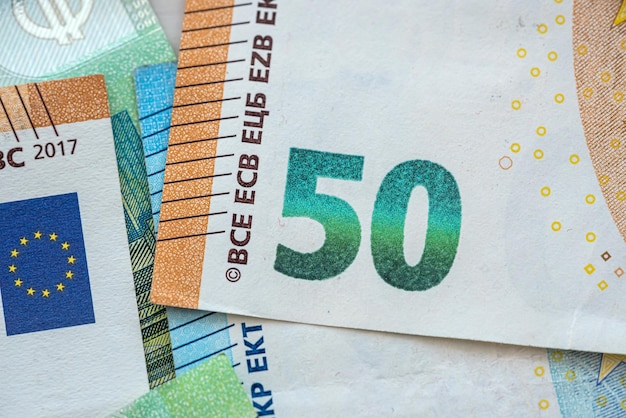 Extremo close-up dinheiro do euro Foto Premium