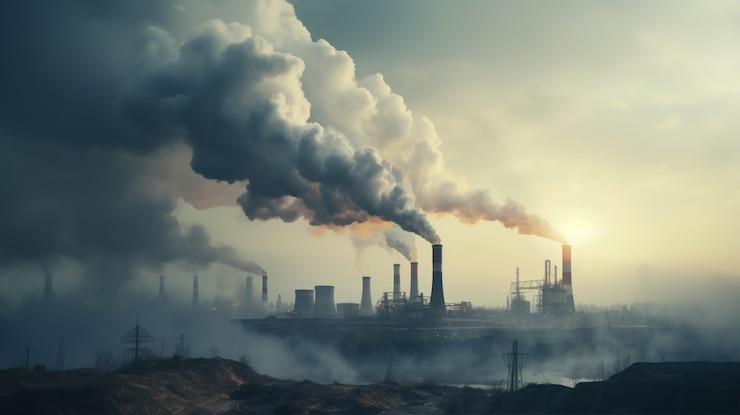 Foto grátis fábrica produzindo poluição por co2