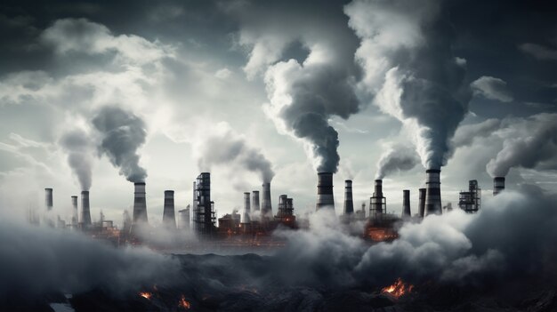 Fábrica produzindo poluição por CO2
