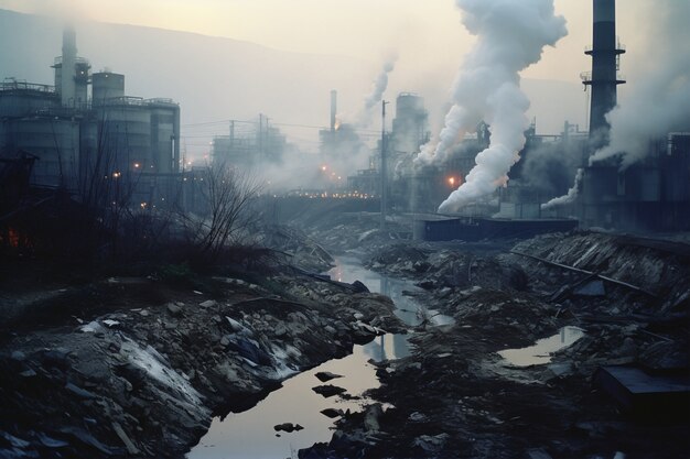 Fábrica produzindo poluição por CO2