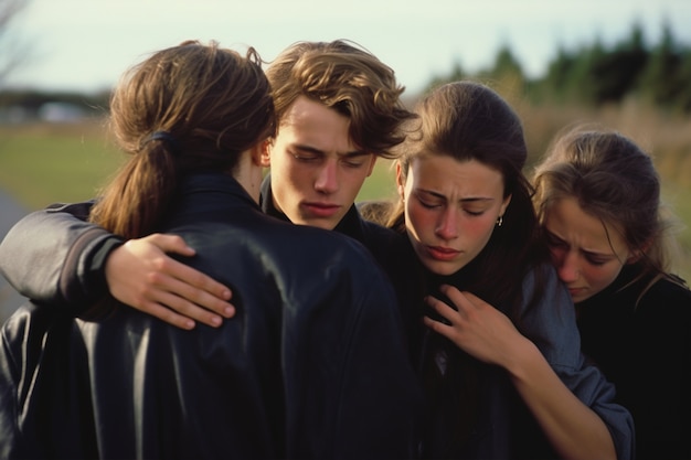 Família de luto triste no funeral