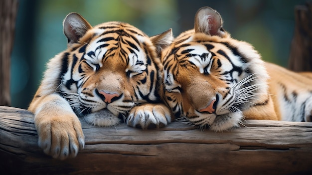 Foto grátis família de tigres ferozes na natureza