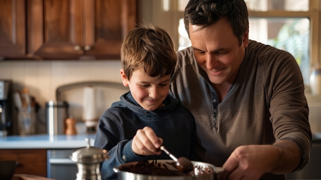 Foto grátis família de tiro médio a comer um delicioso chocolate.