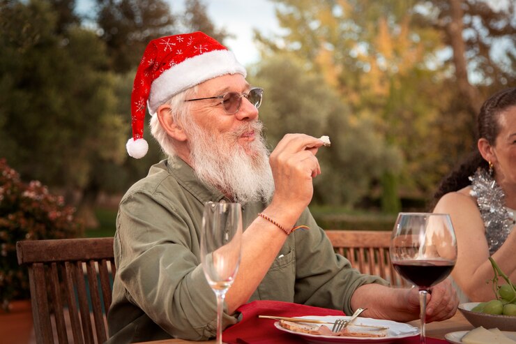 Foto grátis família desfrutando de um jantar de natal no hemisfério sul