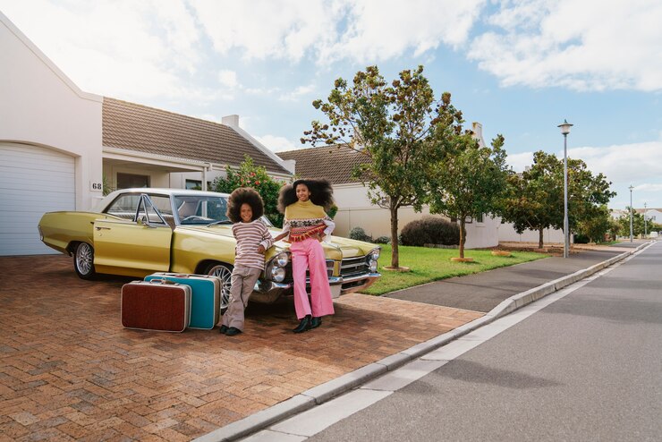 Foto grátis família moderna em estilo retrô