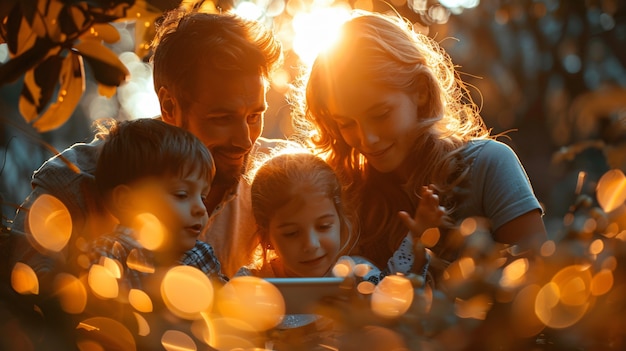 Foto grátis família que cria conteúdos digitais