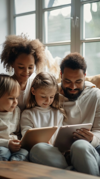 Foto grátis família que cria conteúdos digitais