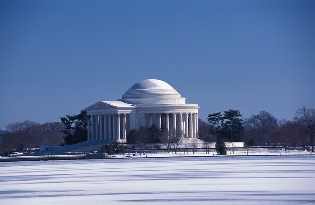 Famoso Jefferson Memorial Building em Washington, DC, Estados Unidos no inverno