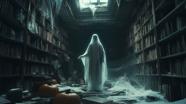 Fantasmas e abóboras para o Halloween no estilo escuro