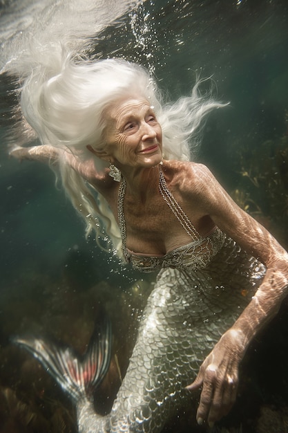 Foto grátis fantasy portrait of elderly mermaid woman