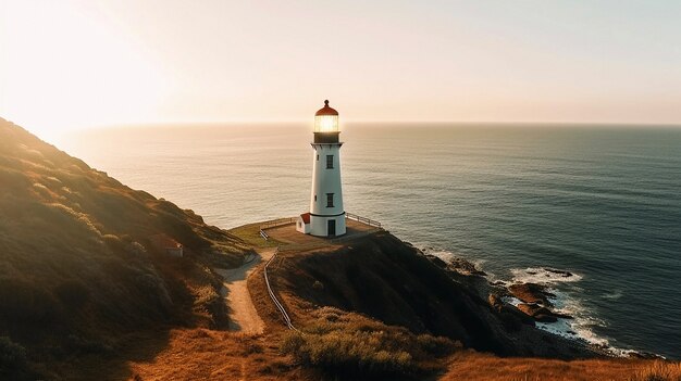 Farol cercado por água