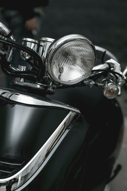 Farol de close-up de moto vintage