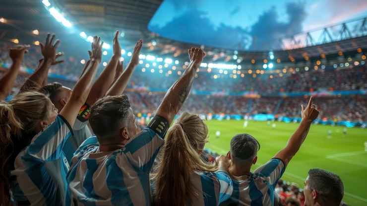 Foto grátis fãs aplaudindo na final de futebol entre argentina e colômbia