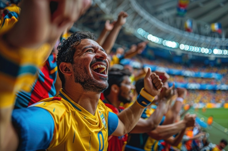 Foto grátis fãs aplaudindo na final de futebol entre argentina e colômbia