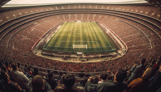 Foto grátis fãs da noite do campeonato sentados em arquibancadas geradas por ia