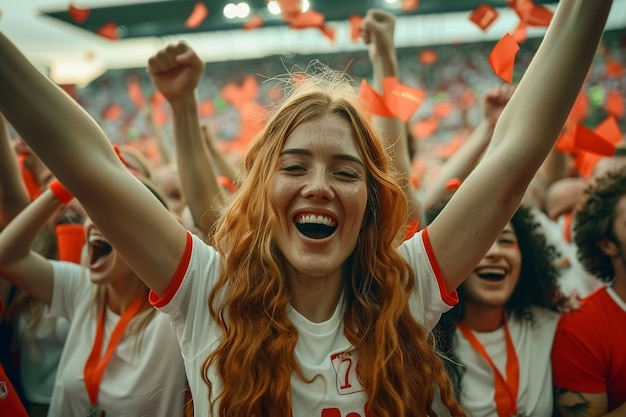 Fãs de futebol animando sua equipe