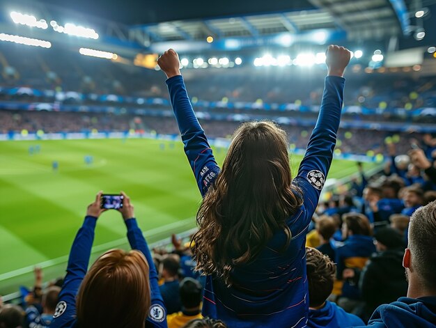 Fãs de futebol animando sua equipe