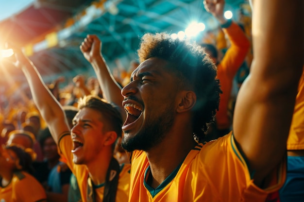 Fãs de futebol aplaudindo no estádio
