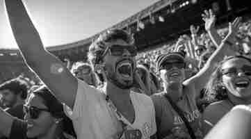 Foto grátis fãs de futebol monocromáticos aplaudindo