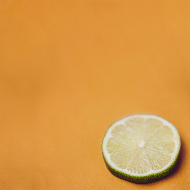 Fatia de limão na superfície laranja