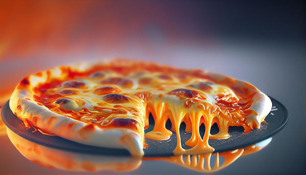 Fatia de pizza recém-assada no prato IA generativa