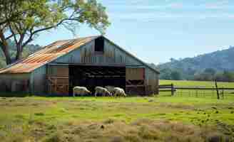 Foto grátis fazenda de ovelhas fotorrealista